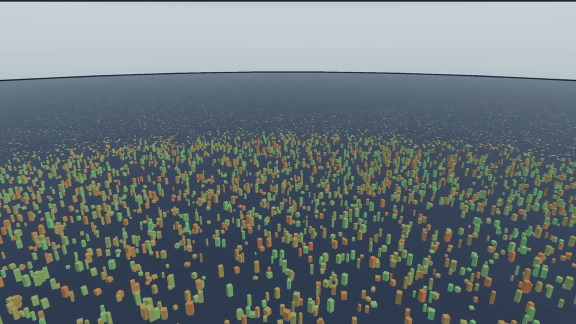 A hundred thousand instanced objects animating at once